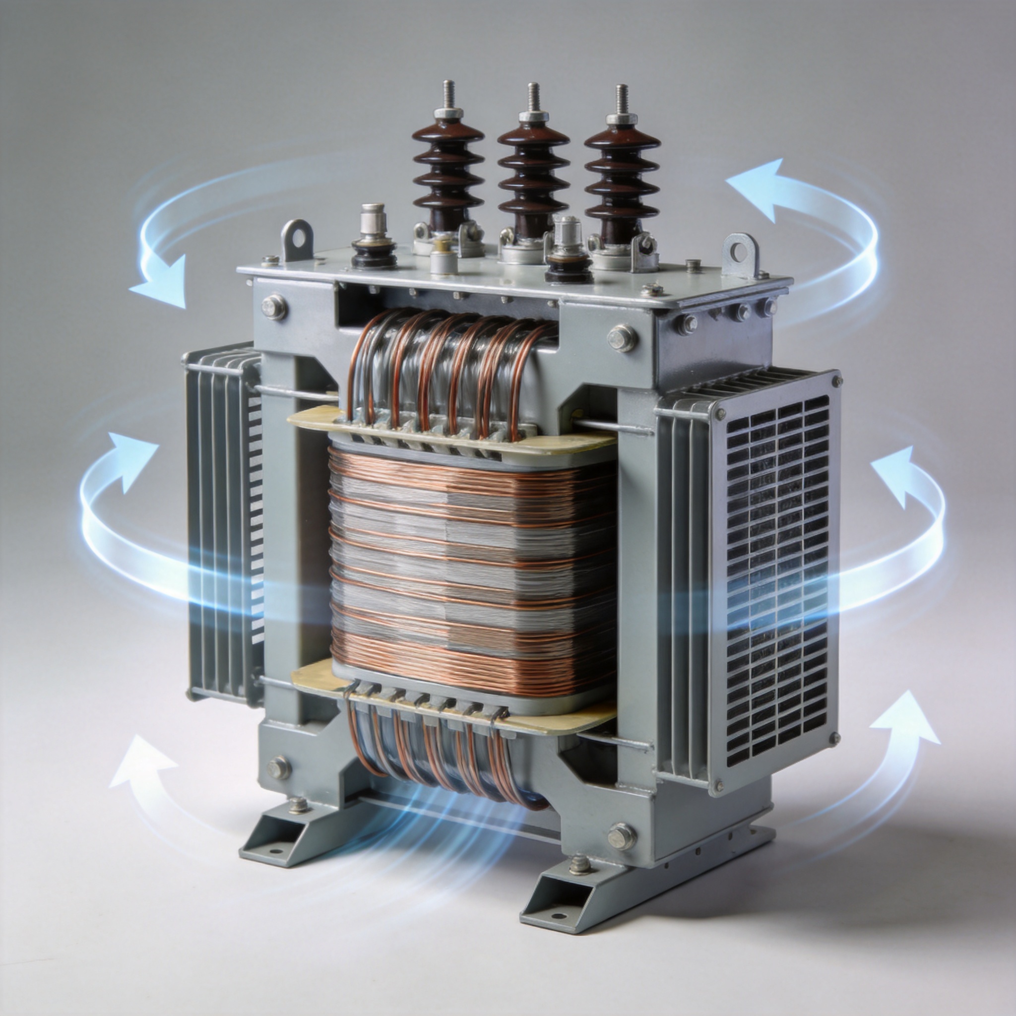 Diagram of natural convection cooling in a dry transformer