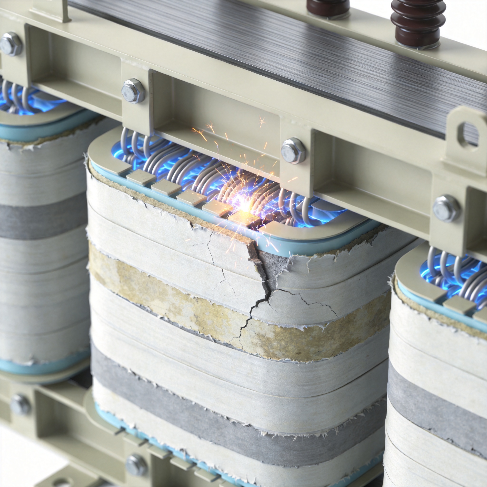 Moisture damage on dry type transformer winding