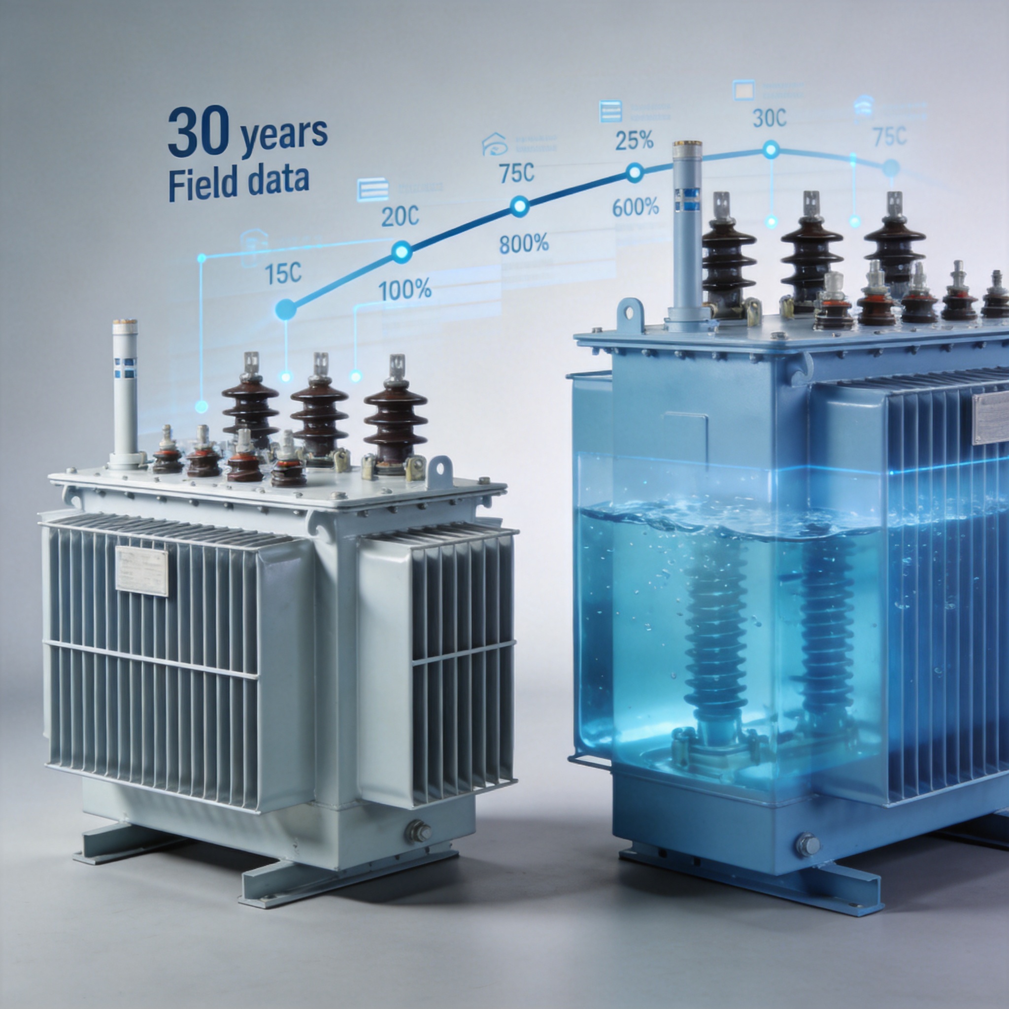 Comparison table of dry type vs liquid filled transformer attributes