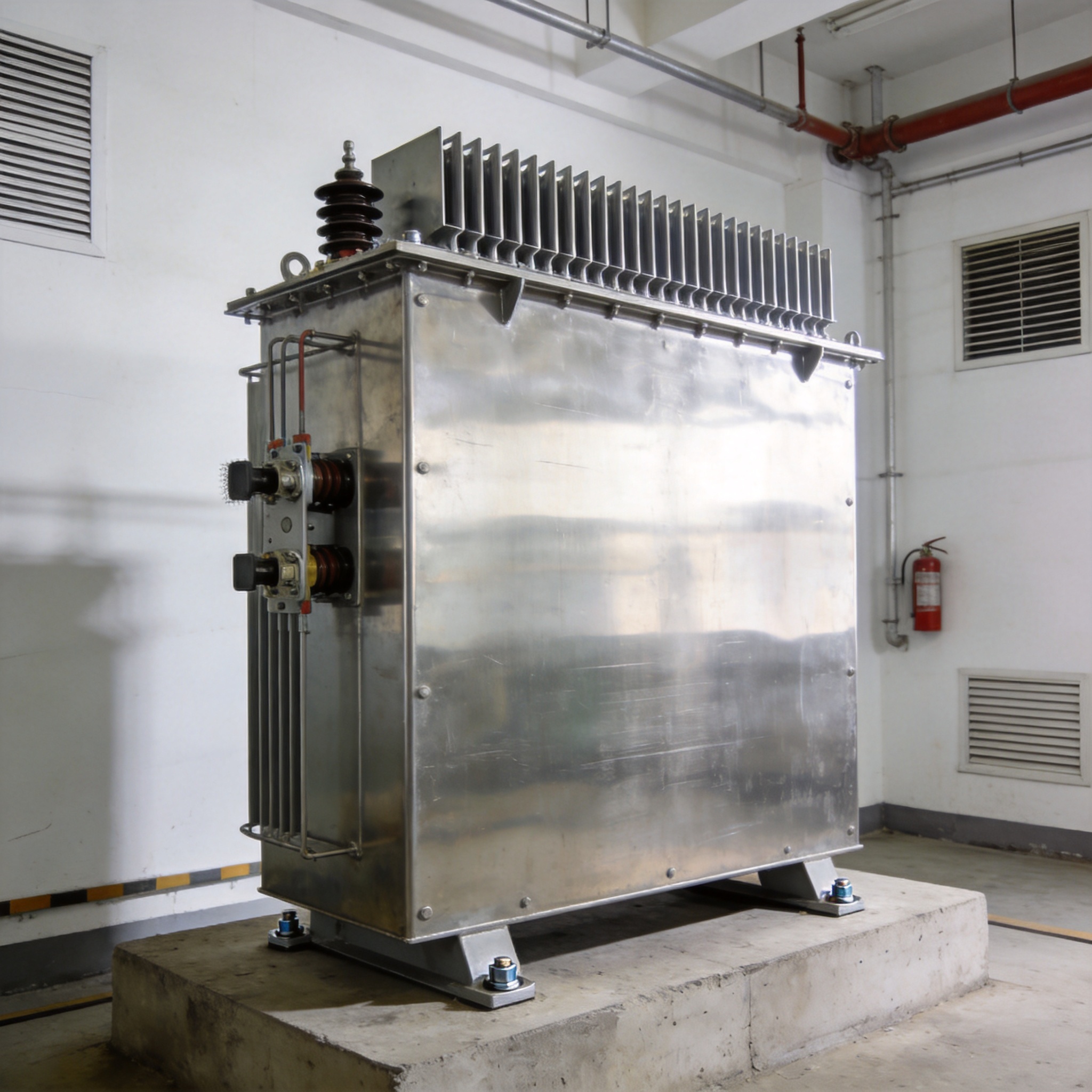 Weatherproof dry type transformer installed outdoors with NEMA 3R enclosure