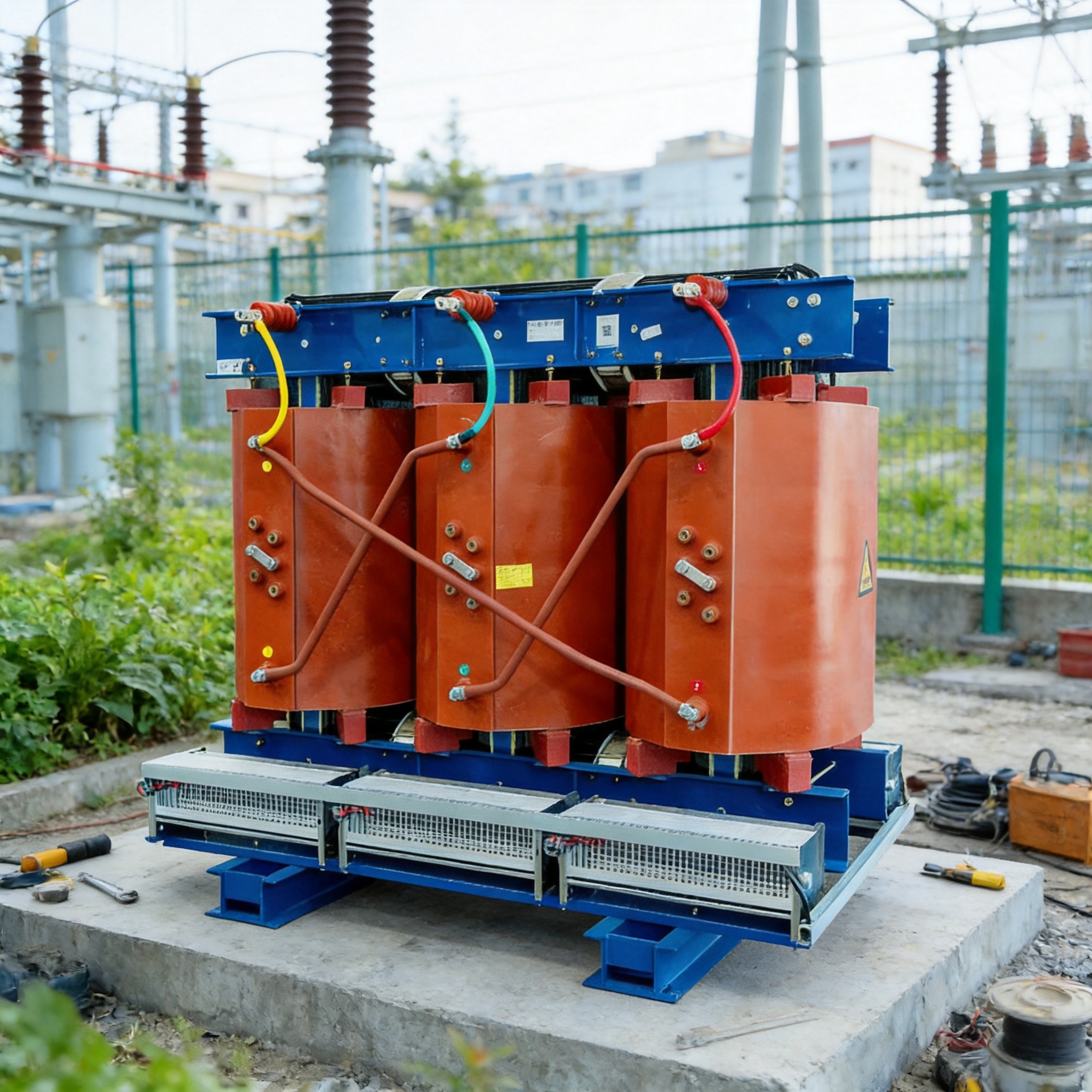 Dry-type transformer core and winding loss paths diagram