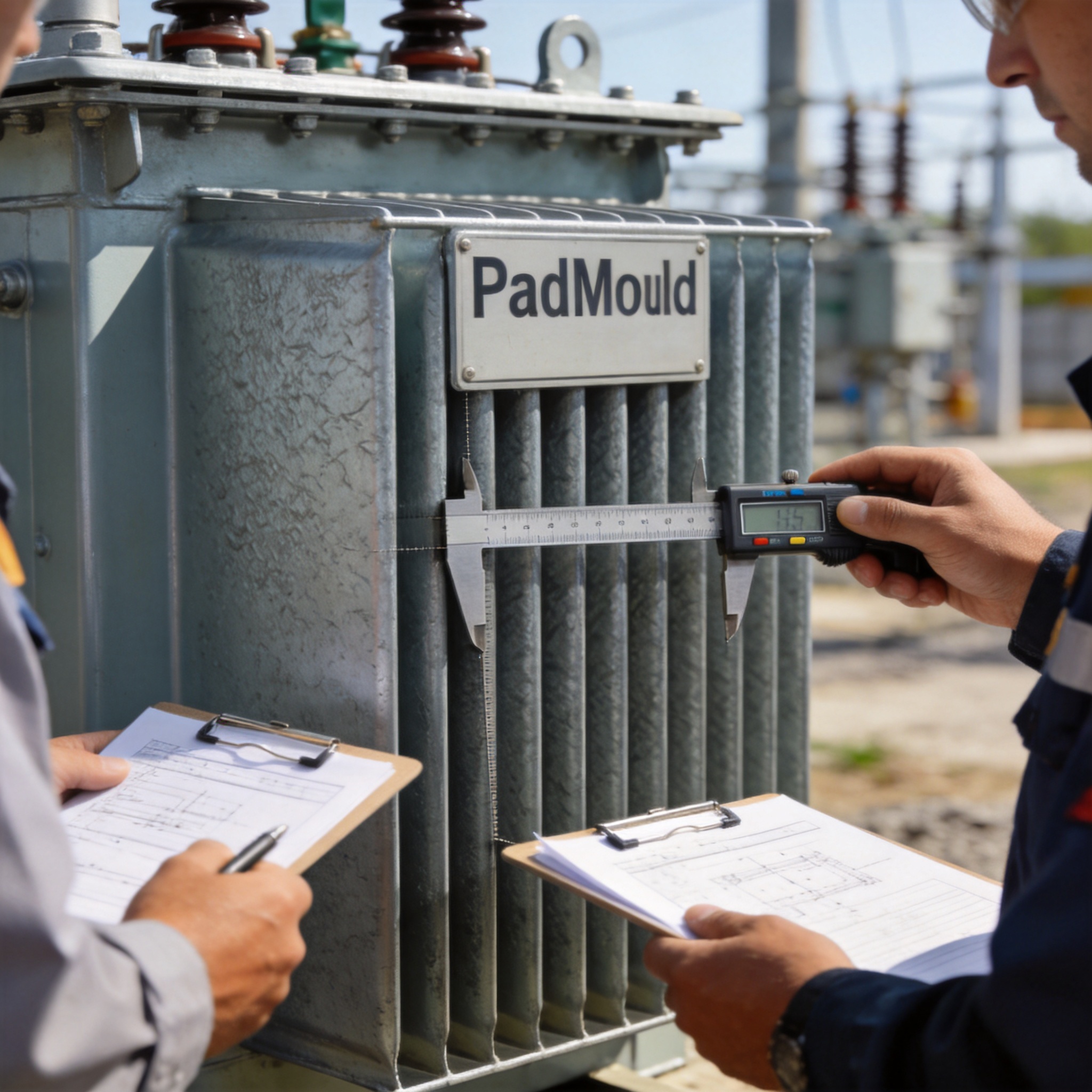 Electrician reviewing a load calculation sheet for transformer sizing